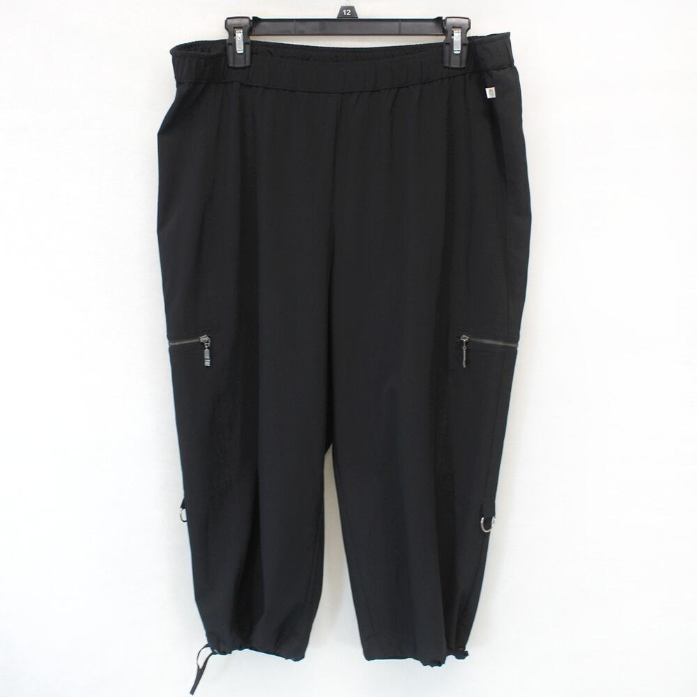 Zenergy by Chico's Black Pant Joggers Zip Pocket Elastic Wait Casual Size 2
